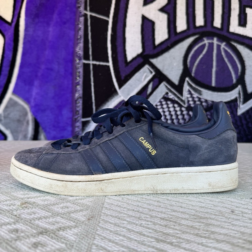 Size 10 - Adidas Campus BZ0073 Navy Suede Gold‎ Lettering Limited